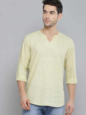 DENNISON Men Solid Casual Light Green Shirt