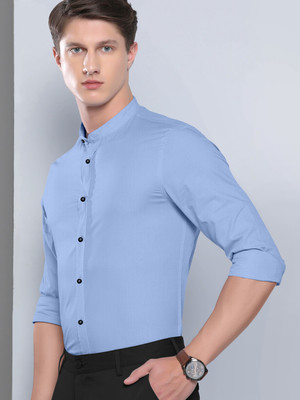 LUNGER Men Solid Casual Light Blue Shirt