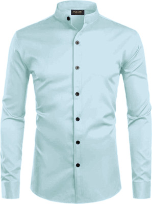 MILDIN Men Solid Formal Light Blue Shirt