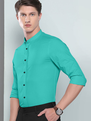 LUNGER Men Solid Casual Light Green Shirt