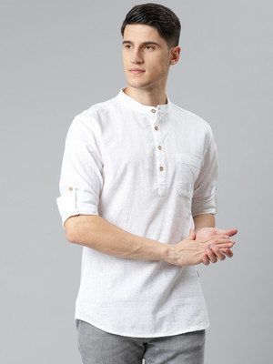 DENNISON Men Solid Casual White Shirt