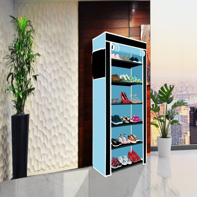 G Genipap 6 Layer Dual Color Metal Collapsible Shoe Stand(Multicolor::Black, 6 Shelves, DIY(Do-It-Yourself))