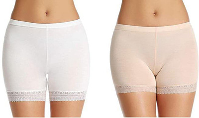 Harshraj Solid Women White, Beige Cycling Shorts