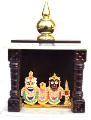 Real Craft Lord Jagannath Metal Statue Inside Temple For Car Dashboard 9x12x5 Decorative Showpiece  -  12 cm(Metal, Multicolor)