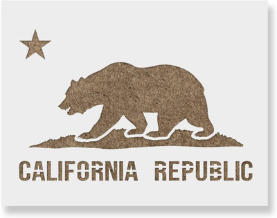 IVANA'S USA12x12-86 California Flag Stencil - Reusable Stencils for Painting - California Flag Stencil(Pack of 1, Reusable DIY Art and Craft Stencil)