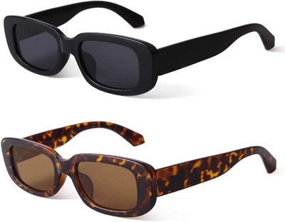 Jubilant Rectangular Sunglasses(For Men & Women, Grey, Brown)
