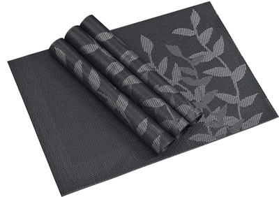 YELLOW WEAVES Rectangular Pack of 4 Table Placemat(Black, Grey, PVC)