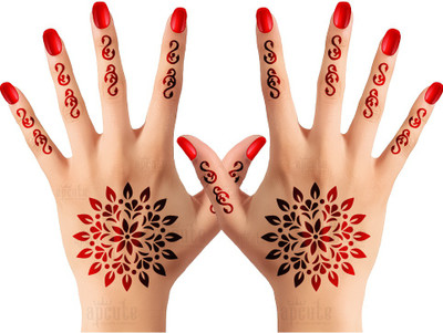 APCUTE Mehandi Henna Temperory Tattoo Design Stencils Sticker for Hand(Stencil mehandi for full hand)