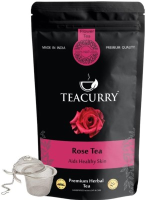 TEACURRY Rose Petal Tea - 200 Gms Loose Tea + Infuser | Helps in Digestion, Skin Health, Immunity, Relaxation Rose Herbal Tea Pouch(200 g)