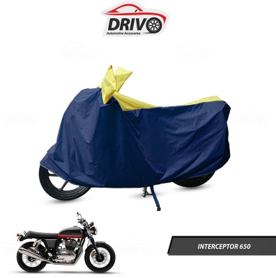 Drivo Waterproof Two Wheeler Cover for Royal Enfield(Interceptor 650, Blue, Yellow)