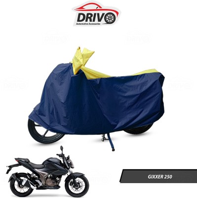 Drivo Waterproof Two Wheeler Cover for Suzuki(Gixxer 250, Blue, Yellow)