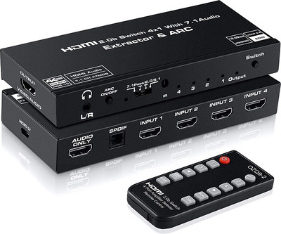 Etzin HDMI 2.0b Switch 4x1 With 7.1(EPL-547H-001) Media Streaming Device(Black)