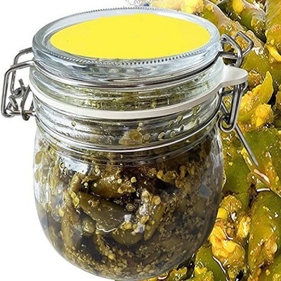 Awadh Home Made Green Chilly Pickles Made with Mustered Oil 500 gm Vinegar(500 g)