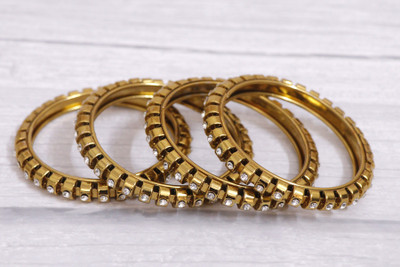 Honbon Metal Crystal Bangle Set(Pack of 4)