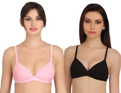 Selfcare New Collection Women T-Shirt Lightly Padded Bra(Pink, Black)