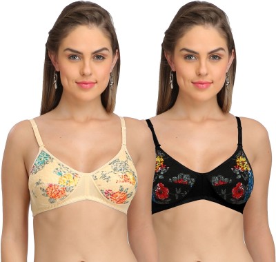 Selfcare Women Full Coverage Lightly Padded Beige::Black bra - Pack of 2 Women T-Shirt Lightly Padded Bra(Beige, Black)