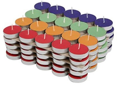 santram enterprise (PACK OF 100) TEA LIGHT MULTICOLOUR Candle, Wax Holder for Home Decoration, Candle(Multicolor, Pack of 100)