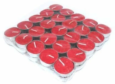 Saubhagye Unscented Tea light candles (Red, Pack of 50) Candle(Red, Pack of 50)