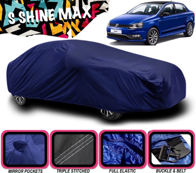 S Shine Max Car Cover For Volkswagen Ameo 1.0 MPI Highline Plus Petrol (With Mirror Pockets)(Blue)