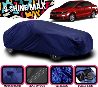 S Shine Max Car Cover For Skoda Rapid (With Mirror Pockets)(Blue)