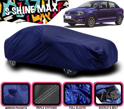 S Shine Max Car Cover For Volkswagen Ameo (With Mirror Pockets)(Blue)