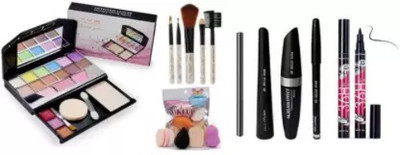 Pohok Kajal & 5024 Make Up kit & 36 Hour Eyeliner & 3 in1 & Make Up Brushes & 6 Piece Puff(8 Items in the set)