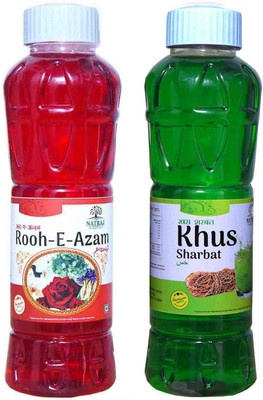 NATRAJ The Right Choice Khas Sharbat & Rooh-E-Azam Sharbat Syrup (Pack of 2 x 750 ml Bottle)(2 x 375 ml)