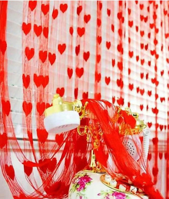 NIKITA ENTERPRISE 121 cm (4 ft) Window Polyester Semi Transparent Curtain Single Curtain(Red, Self Design)