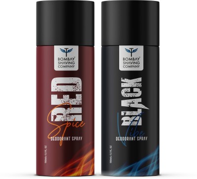 BOMBAY SHAVING COMPANY Red Spice and Black Vibe Deodorant Spray  -  For Men(300 ml, Pack of 2)