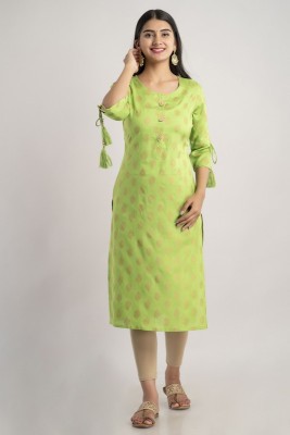 Mauka Women Printed Straight Kurta(Green)