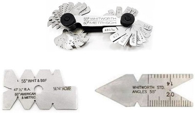 SAMENX Screw Pitch Gauge, Screw Cutting Gauge & Fishtail Center Gauge 55° Inch/Metric Ring Gauge