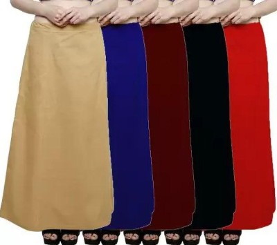 LAXMI Women's Gold-Royal blue-Maroon-black-Red-pack of 5 Pure Cotton Petticoat(XXL)