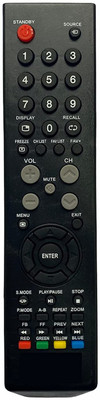 HDF Remote Control Compatible For  LCD/LED TV. 785 Intex Remote Controller(Black)