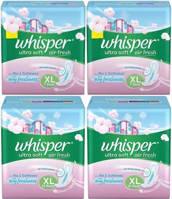 Whisper ultra Soft Air fresh XL 7+7+15+15 pads Sanitary Pad (Pack of 44)