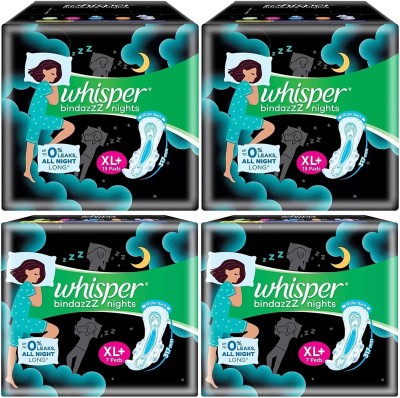 Whisper ultra nights XL+ (15+15+7+7 pads) Sanitary Pad  (Pack of 4)