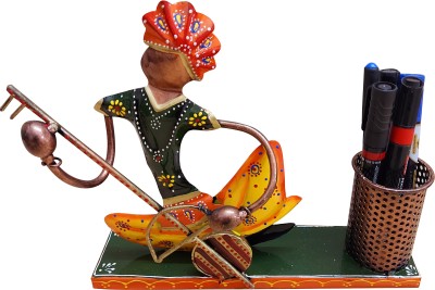 Paarthi Saarthi Classic Retro Metal Figurine|Vase cum Pen Holder|Vintage Pen Stand Showpiece Decorative Showpiece  -  10 cm(Metal, Multicolor)