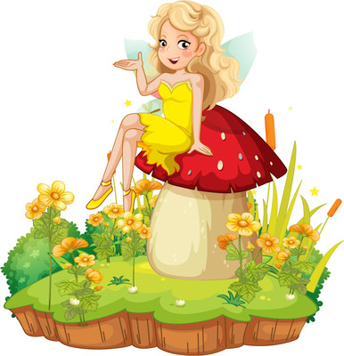 Design Decor 45.72 cm fantastic fairy girl cartoon Wall Sticker Size 18x18_ Inch Self Adhesive Sticker(Pack of 1)