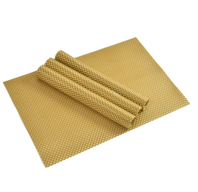 YELLOW WEAVES Rectangular Pack of 4 Table Placemat(Gold, PVC)