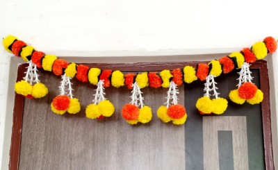 P A HEALTH AND FITNESS Traditional Artificial Merigold Flowers Door/Gate Hanging Toran/Toranam.[3.2FT] Toran(Cotton, Flower)