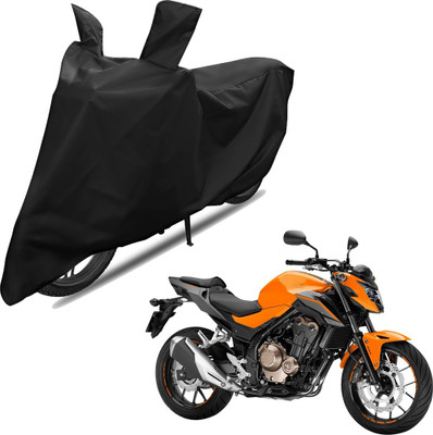 RiderShine Two Wheeler Cover for Honda(CB 500, Black)
