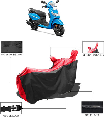 KEDIT Two Wheeler Cover for Hero(Pleasure+ 110, Red, Black)