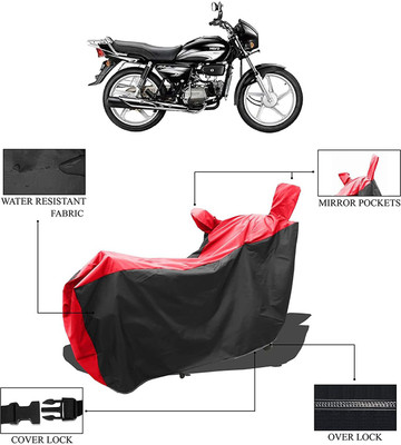 KEDIT Two Wheeler Cover for Hero(Splendor Plus, Red, Black)