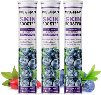 RELOAD NUTRITION Glutathione & Collagen, Skin Glow-Whitening Effervescent(3 x 15 Tablets)