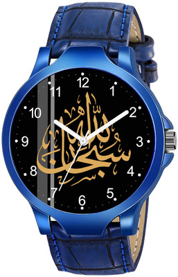Talgo D001-Subhan Allah-NUMBER ISLAMIC Subhan Allah Design Round Black Dial Blue Leather Strap Stylish Analog Watch  - For Men