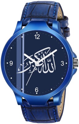 Red Robin D005-Allahhu-Akbar-NUMBER ISLAMIC Allahhu-Akbar Design Round Blue Dial Blue Leather Strap Stylish Analog Watch  - For Men