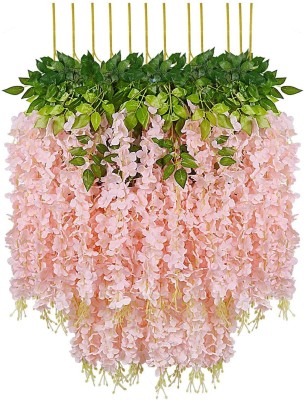 well art gallery 6 Pack 3.75 Feet Fake Wisteria Vine Home Garden Party Wedding Decor (Baby Pink) Pink Westeria Artificial Flower(43.2 cm, Pack of 6, Vine & Creepers)