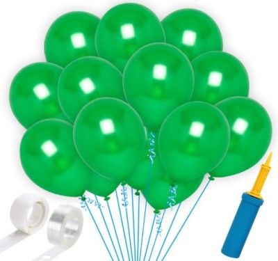 Jolly Party Solid Green HD Metallic Balloons with 1Glue,1 Pump, 1 Balloon Arch (Pack of 103Pcs) Balloon(Green, Pack of 103)