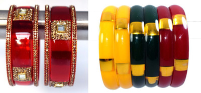 moksha infracon Plastic Beads, Diamond, Crystal Gold-plated Bangle(Pack of 12)
