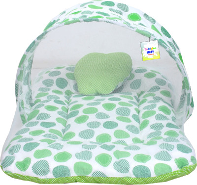 Toddylon New Born Baby Mosquito Net Bed With Cushioned Pillow Standard Crib(Fabric, Green)