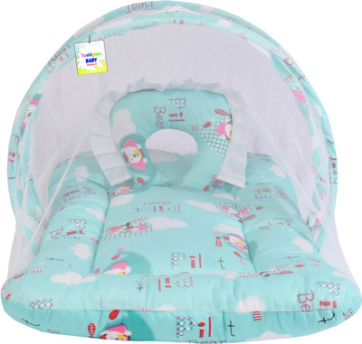 Toddylon New Born Baby Mosquito Net Bed With Cushioned Pillow Standard Crib(Fabric, Green)